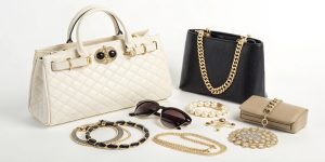 Collection of elegant accessories, including a watch, handbag, and sunglasses, styled to show how affordable luxury pieces can elevate and complete any outfit