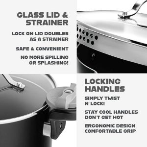 Close-up of Gotham Steel stock pot with ceramic nonstick coating.