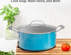 Home kitchen scene using Gotham Steel ceramic stock pot for daily meals.