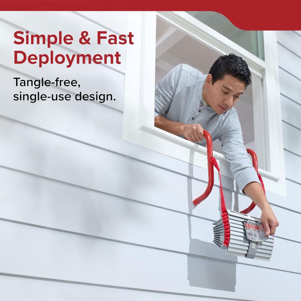 Durable 13-foot fire escape ladder displayed as a safety tool for homes.