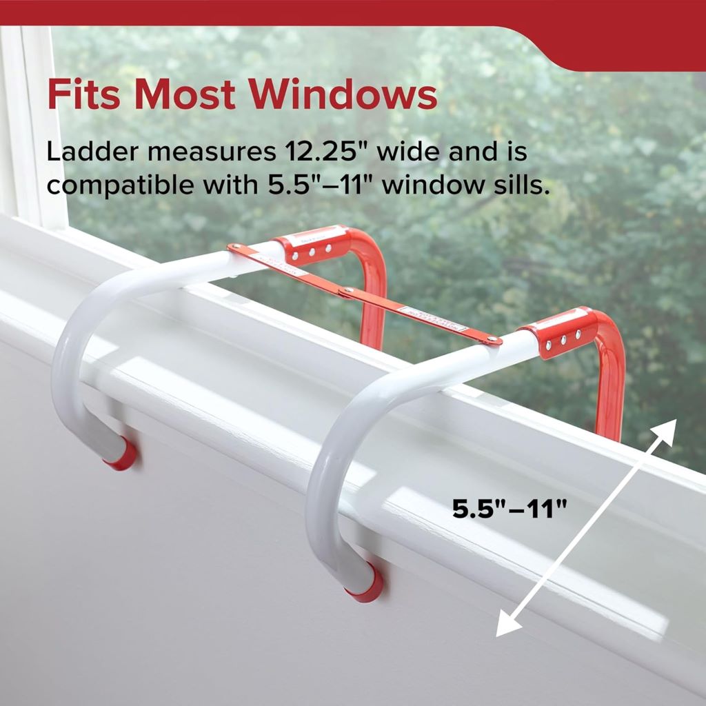 13-foot fire escape ladder designed for safe two-story home evacuations.