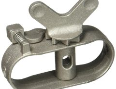 Close-up of Strata Metal Mini Winch installed on an outdoor clothesline.