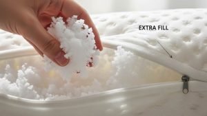 extra fill from adjustable shredded memory foam pillow to customize loft