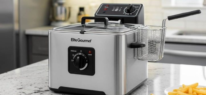 lite Gourmet EDF2100 compact deep fryer on a small kitchen counter