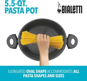 Nonstick pasta pot by Bialetti, 5.5-quart, ideal for easy home cooking