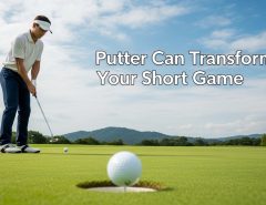 golfer aligning putter to improve putting accuracy on green
