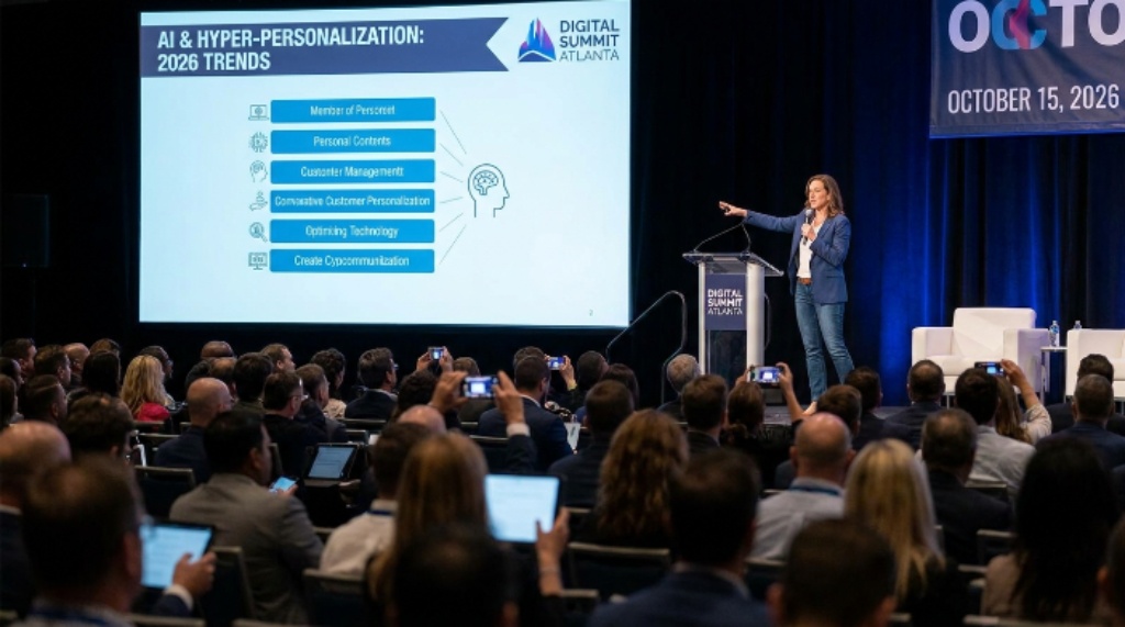 Speaker presenting AI marketing trends at Digital Summit Atlanta 2026