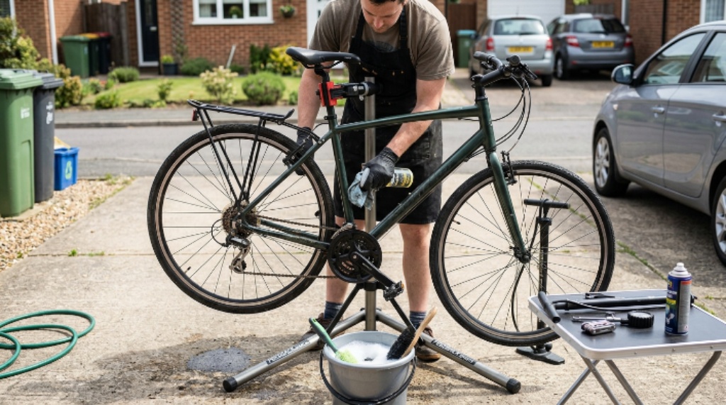 Cleaning and checking a hybrid bicycle for everyday use