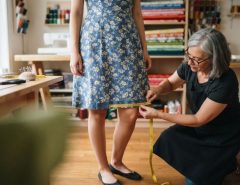 Measuring a dress before shortening the hem