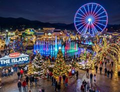Millions of holiday lights glowing at The Island in Pigeon Forge during Winterfest 2026