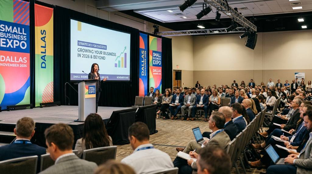 Speaker presenting at Small Business Expo Dallas seminar session November 2026